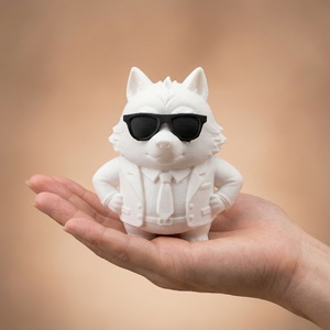 Statue de loup Cool <span class=keywords><strong>Boss</strong></span>, figurine animale blanche mate, portant un <span class=keywords><strong>costume</strong></span> et des lunettes de soleil, accessoire de décoration créatif pour la maison, le bureau ou le bureau à domicile - Product Image 3