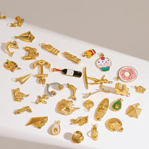 Summer Ocean baja tahan karat emas 18K DIY Shell Dophin Starfish Crab Charms untuk membuat Gelang - Product Image 2