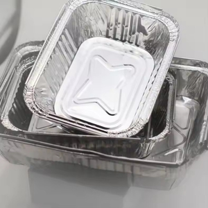 Barquettes alimentaires rectangulaires jetables en aluminium écologiques avec couvercles en plastique pour vente en gros, idéales pour la cuisson et les plats à emporter, qualité alimentaire - Product Image 2