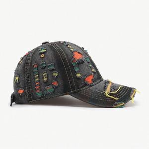 Casquette de baseball unisexe à 6 panneaux, 100% coton, denim délavé, motif satiné, couleur unie, chapeau de soleil sport, réglable, toutes saisons - Product Image 2