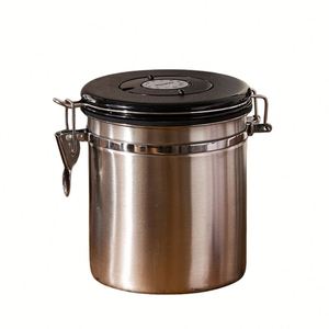 Recipiente hermético para café, contenedor de granos de café de acero inoxidable, contenedor de almacenamiento de alimentos para cocina con marcador de fecha y cuchara. - Product Image 3