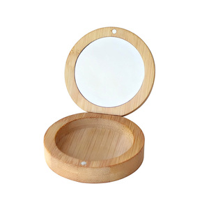 <span class=keywords><strong>Miroir</strong></span> <span class=keywords><strong>de</strong></span> maquillage rond en bambou écologique, vente en gros, OEM, logo personnalisé avec étui <span class=keywords><strong>de</strong></span> rangement pour voyage, cadeau - Product Image 1