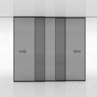 Porte coulissante en verre à 4 battants avec cadre en aluminium sur mesure, porte coulissante en verre transparent pour séparation de pièce