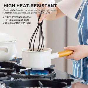 Fouet à œufs en silicone résistant aux hautes températures, ustensile de cuisine domestique, mini fouet manuel en forme de ballon pour la pâtisserie et le mélange de crèmes - Product Image 3