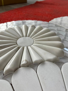 <span class=keywords><strong>Mosaico</strong></span> in Marmo Bianco di Carrara di Lusso con Conchiglie Miste per Decorazione Murale, Realizzato con Tecnologia Water Jet - Product Image 4