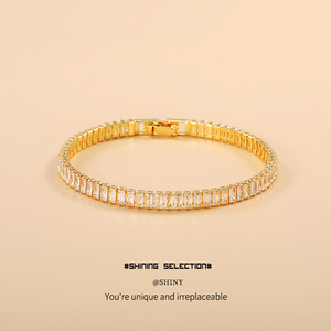 Shiny Selection Rose Gold Zircon <b>Bracelet</b> Channel Setting Party Jewelry Women's Fashion Cuff <b>Bracelet</b> - Product Image 4
