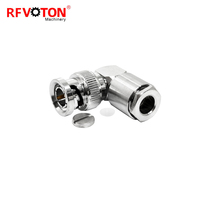 Conector RF de 75 Ohmios, Conector de Cable BNC, Conector Macho de Ángulo Recto con Abrazadera para Cable Coaxial RG59 RG58