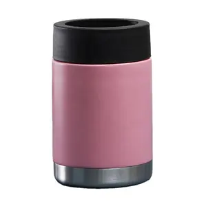 12 oz Stainless Steel Double Wall Vacuum Insulated Can or Bottle Cooler Keeps Beverage Cold for Hours - Powder Coated Pink