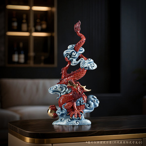 Adorno de Dragón de Cobre Volando en el Cielo, Decoración de Escritorio, Regalo de Año Nuevo Chino, Regalo Empresarial - Product Image 1