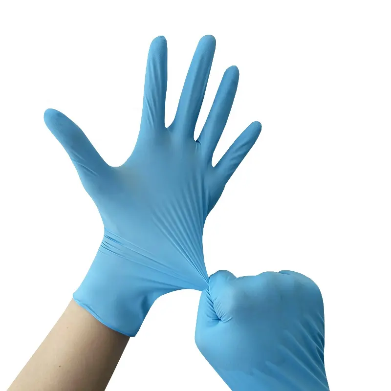 GMC Stock Wholesale Food grade bulk Rubber Disposable Pure Nitrile gloves Powder Free Blue Nitrile gloves