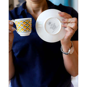 Juego de Tazas Richard Ginori Hechas a Mano, 12 Tazas en Forma de Lago, Juego de Café/Té de 6 Tazas, Decoración de Columnas, Capacidad de 150 ml, Fabricación Manual - Product Image 1