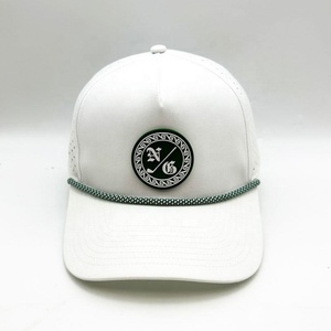 Casquette de baseball et de golf sportive à 5 panneaux, imperméable, avec logo personnalisé en patch de caoutchouc PVC, perforations découpées au laser pour le surf - Product Image 2