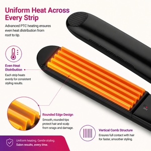 Torlin Plancha Estilizadora Zigzag de Cerámica con Calentamiento Rápido PTC, Marca Privada, para Todo Tipo de Cabello, Venta al por Mayor, Rizador y Voluminizador - Product Image 6