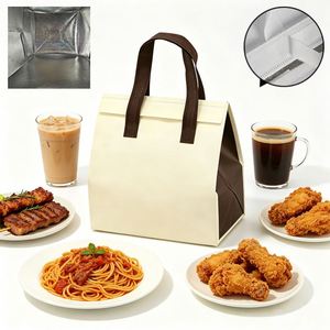 Sacs isothermes portables non tissés en gros pour fruits, gâteaux, thé au lait doré – Imperméables et thermiques avec motif lettres - Product Image 1