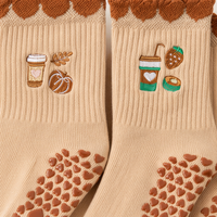Chaussettes antidérapantes à motif cœur brodé personnalisé, en coton peigné tricoté de qualité supérieure, confortables pour le Pilates et le yoga