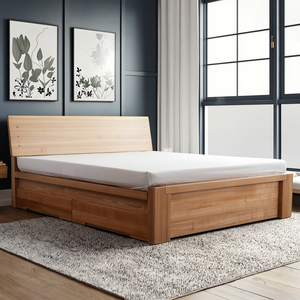 Giường ngủ hộp lò xo gỗ tối giản phong cách Bắc Âu - Khung gỗ chắc chắn, có thể điều chỉnh độ cao, thân thiện với môi trường, bền bỉ, tiết kiệm không gian cho phòng ngủ - Product Image 1