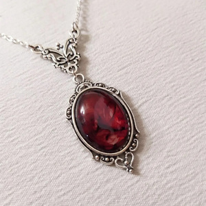 Collar <span class=keywords><strong>de</strong></span> Cristal Rojo Estilo Gótico Vintage 2026 con Colgante <span class=keywords><strong>de</strong></span> Piedra Preciosa Roja y Morada Plateada, Joyería <span class=keywords><strong>de</strong></span> Moda para Mujeres y Hombres, Regalos - Product Image 4