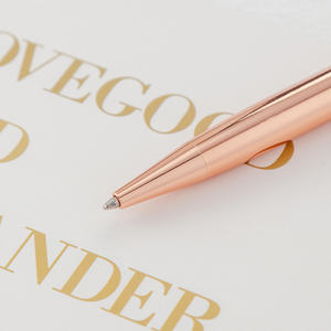 Stylo bille métallique de luxe pour affaires en or rose, largeur d'écriture 1,0 mm, impression de logo personnalisable - Product Image 2