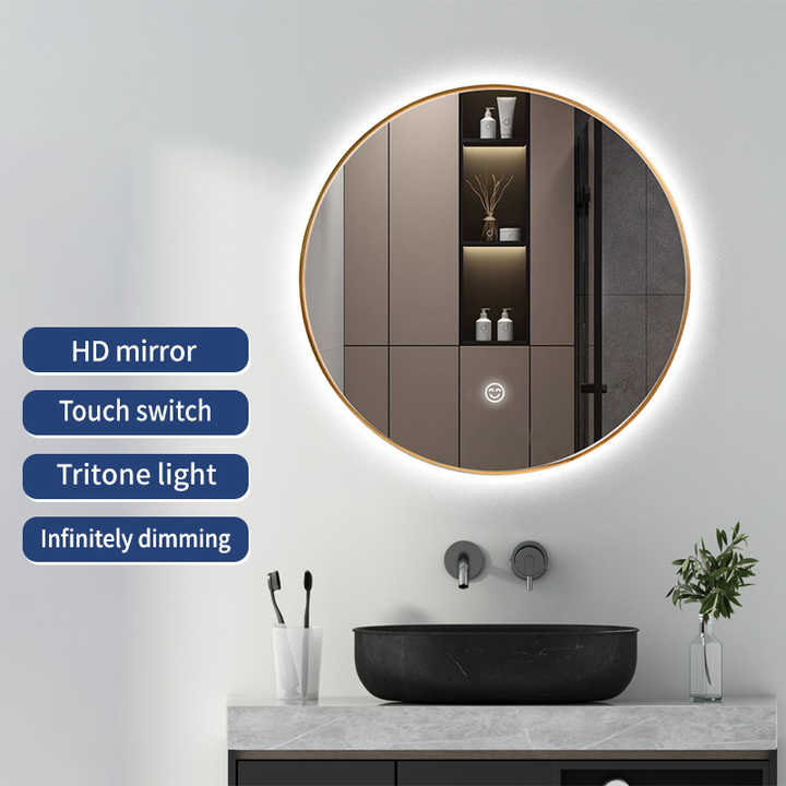 Modern Round Wall Mount Led Smart Bathroom Mirror 80 Cm Touch Screen ...