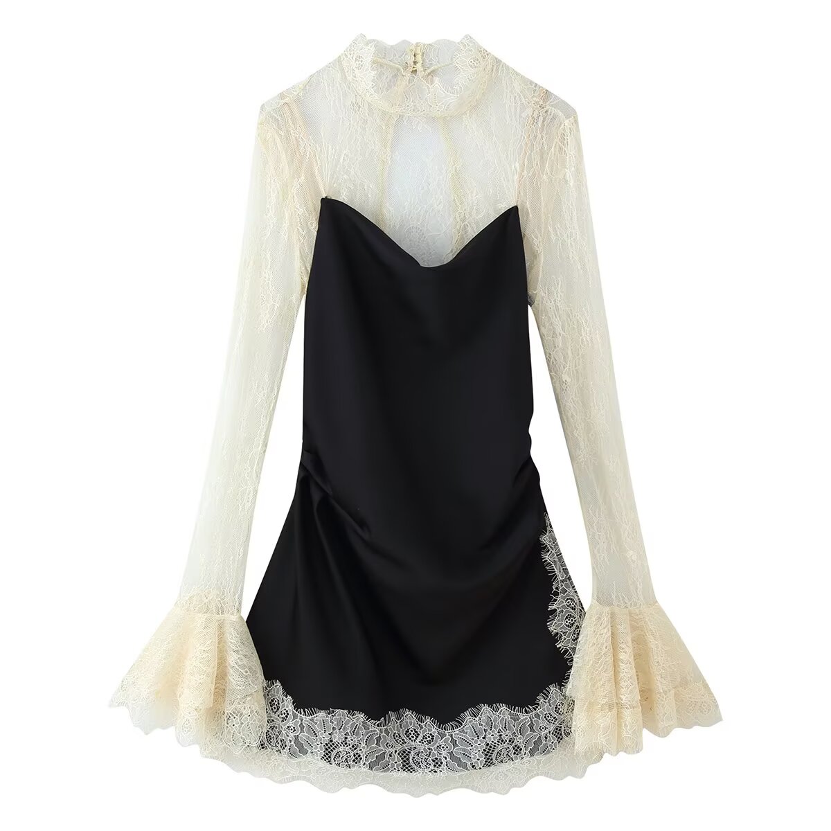 In Stock Short Lace Flare Dress High-Quality Lace Material
