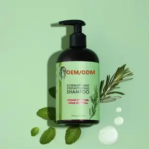 Vendita calda 355ML di Shampoo rinforzante menta rosmarino promuove la crescita dei capelli Shampoo con biotina