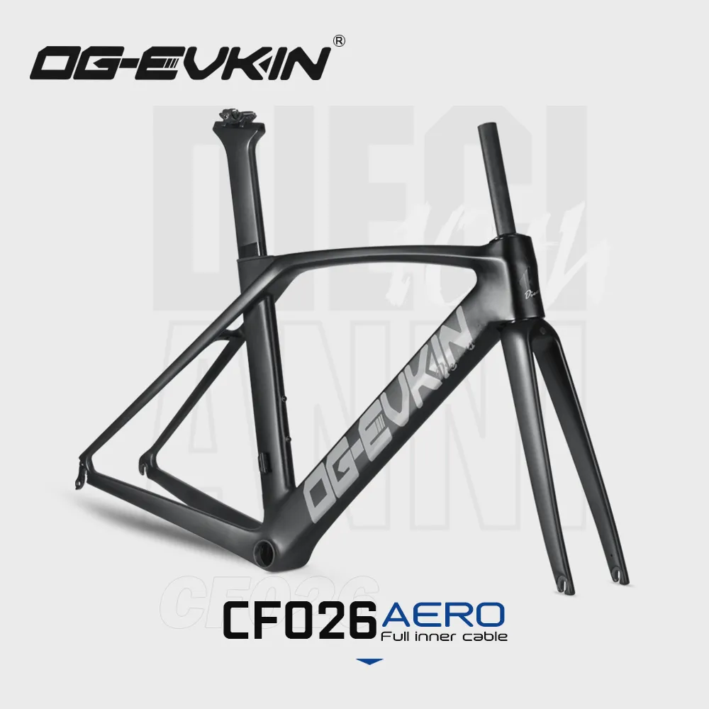 OG-EVKIN CF-026 AERO Carbon Road Frame Internal Cable Routing Bicycle Rim V-Brake BB86 700C x 28C Bike Frames Frameset UD T800