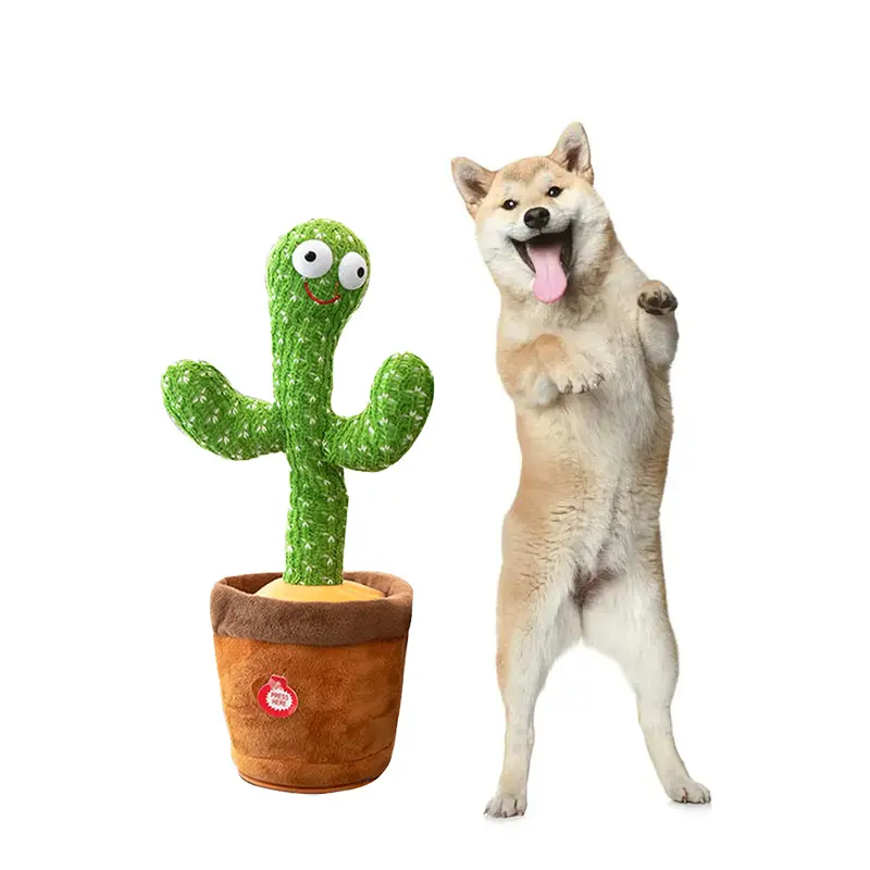 Peluche de Cactus de baile de alta calidad para perro, juguete interactivo de peluche electrónico para mascotas