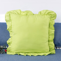 XinLan taies d'oreiller décoratives avec volants couleur unie Shabby Chic ferme housse de coussin pour salon