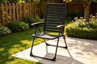 Chaise pliante d'extérieur légère en plastique, conception à double pliage, avec bande métallique durable résistante à la corrosion, pour jardin, vente en gros