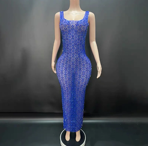 Luxueux cristal étincelant strass Sexy <span class=keywords><strong>robe</strong></span> serrée fête Performance Costume bar dames fête Costume <span class=keywords><strong>robe</strong></span> de bal - Product Image 3