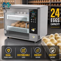 Incubadora de 24 Huevos Totalmente Automática con Control Digital, Volteo Automático, Doble Fuente de Alimentación de Respaldo, Plástico ABS + Cubierta de PC para Aves de Corral, Granjas y Uso Doméstico