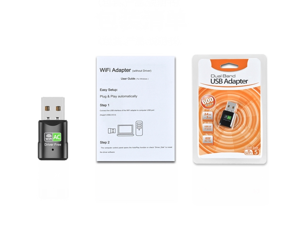 Adaptateur WiFi USB 600Mbps R&R – Clé LAN Sans Fil 2.4Ghz Pour PC, Portable, Gaming