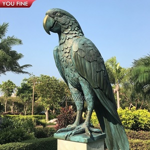 Statua di <span class=keywords><strong>Pappagallo</strong></span> YOUFINE a Grandezza Naturale in Bronzo con Ali Aperte, Scultura di Uccello con Patina Verde Anticata per Decorazione di Ingressi di Ville e Giardini - Product Image 2