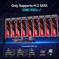 Adattatore JEYI PCIe 5.0 a 9 Bay da X16 a M.2 SATA, supporto 16Gbps per SSD SATA 2280 (B+M-key), compatibile con PCIe X4/X8/X16, supporta RAID 0/1/5