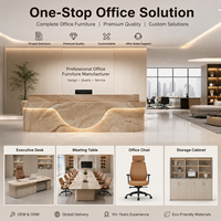 Comptoir de réception en bois, comptoir d'accueil, aspect marbre avec éclairage LED pour hôtel, hall d'entreprise, vente en gros, directement de l'usine, logo personnalisé