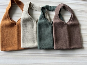 New RTS Fashion Knitted <strong>Solid</strong> Color Simple Knitted <strong>Bag</strong> Tote Handbag Handmade Crochet <strong>Bag</strong> - Product Image 4