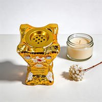 Brûleur d'encens en céramique dorée avec accents floraux en cristal, décoration artistique arabe et chinoise pour le yoga, la méditation, l'aromathérapie et le spa
