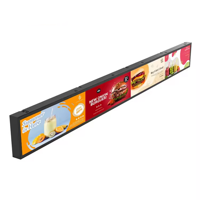 Shopping Mall LCD Bar Shelf Edge Display Strip with Touchscreen Ultra Wide Stretched Bar 20:9 Aspect Ratio Indoor Use