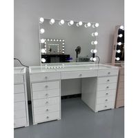Coiffeuse moderne avec miroir lumineux, commode de maquillage pour chambre à coucher, miroirs LED, tiroirs et étagères