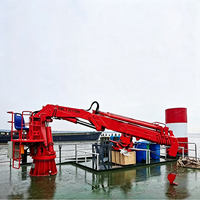 Grue télescopique marine offshore d'une tonne, rotation hydraulique à 360 degrés, télécommande sans fil avec moteur et boîte de vitesses pour bateau