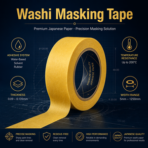 Cinta Adhesiva Decorativa Washi Amarilla Resistente a los Rayos UV, Cinta de Enmascarar Dorada, Klebeband <span class=keywords><strong>Maler</strong></span> - Product Image 1