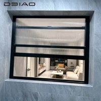 Ventana Corredera Vertical de Aluminio con Marco Negro, Resistente al Viento, Moderna, Minimalista, Doble Hoja, para Cocina