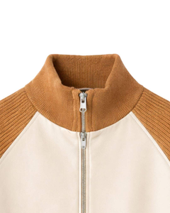 Chaqueta de Punto con Cierre y Mangas de Cuero Sintético de Primera Calidad para Hombre, Cuello Acanalado, Ropa de Abrigo Informal de Invierno, Abrigo Elegante y Moderno - Product Image 6