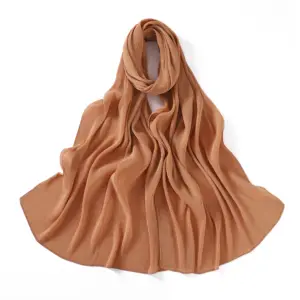 Fashional Wholesale Design Malaysian Headscarfs Crinkle Muslim Wrinkled Lady Crepe Pleated Shawls Chiffon Hijab Scarf