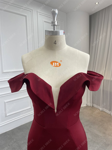 Ragazze sirena con spalle scoperte vino rosso Crepe <span class=keywords><strong>abiti</strong></span> da <span class=keywords><strong>damigella</strong></span> d'onore da <span class=keywords><strong>sposa</strong></span> personalizzati - Product Image 4