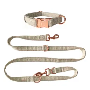 Set di guinzagli e collari per cani da compagnia in metallo rosa in Nylon di cotone di vendita caldo