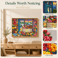 Kit de Peinture Diamant Carré Imprimé KS Craft Cozy Flower Room Écologique DIY Décoration Murale Florale Sans Cadre Cadeau