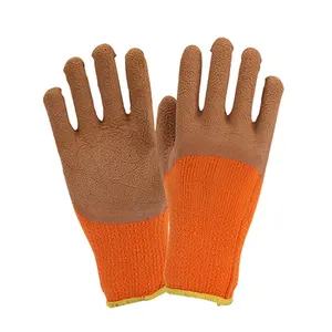定制多用途耐寒泡沫涂层安全工作手套棉防水保暖衬里乳胶花园工作安全手套