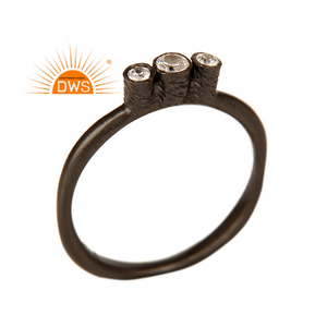 Última venta plata esterlina 925 negro rodio plateado Natural Cz piedra preciosa Midi anillo personalizado joyería fabricante - Product Image 1