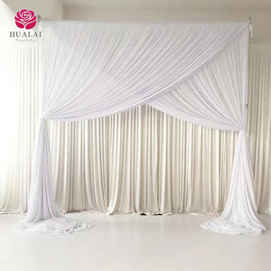 सफेद शिफॉन सरासर हाथीरी पृष्ठभूमि डिजाइन, शादी के लिए रोस की जेब के साथ 5*10 फीट - Product Image 2